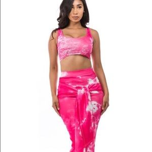 “Tiki Girl” Skirt Set (Fuchsia).